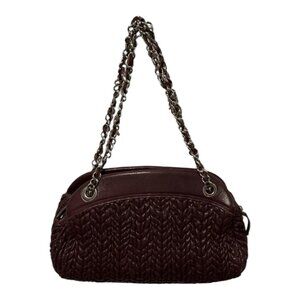 Vintage Leather Suarez Shoulder Bag Burgundy Braided Chain Strap Medium